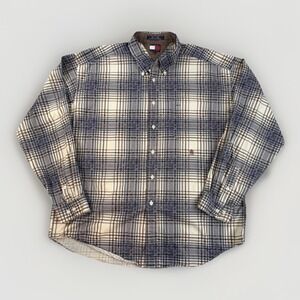 Vintage Tommy Hilfiger Shirt Men's XXL Brown Button Down Long Sleeve